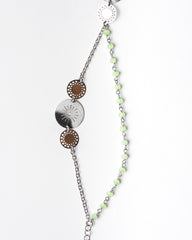 Bracciale color argento con pietre verde chiaro