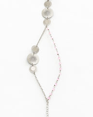 Bracciale color argento con pietre rosa