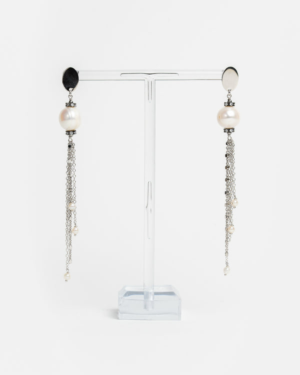 Orecchini pendenti con perla - Argento