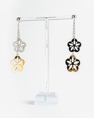 Orecchini pendenti fiore - Oro e argento