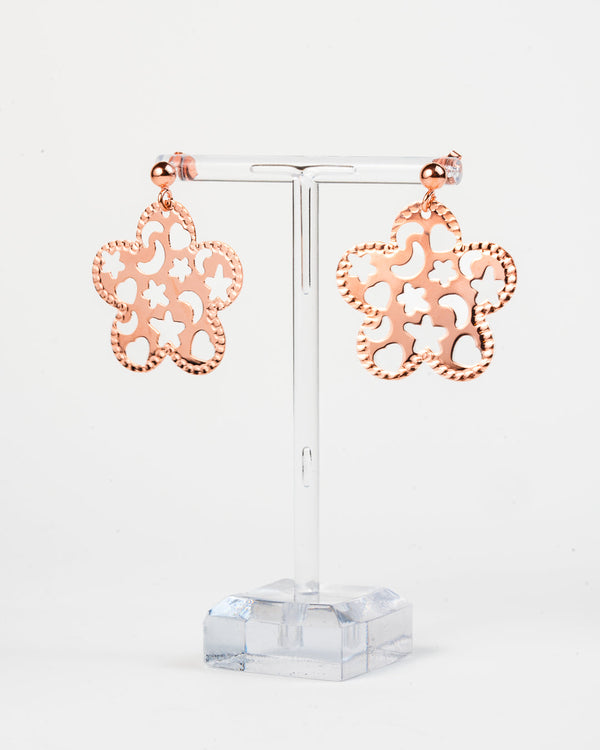 Orecchini fiore con stelle e lune - Rose