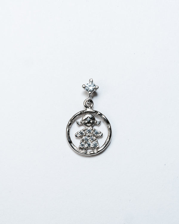 Orecchini a cerchio con figure incastonate - Argento