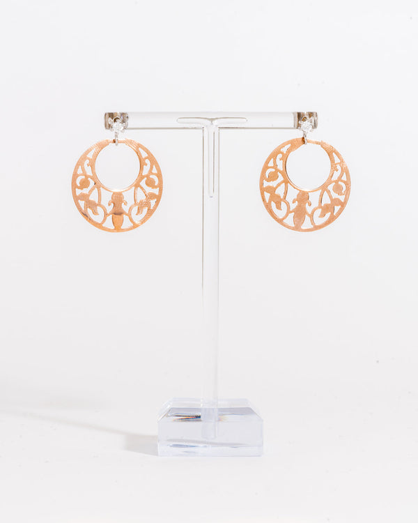 Orecchini a cerchio con decoro interno - Oro