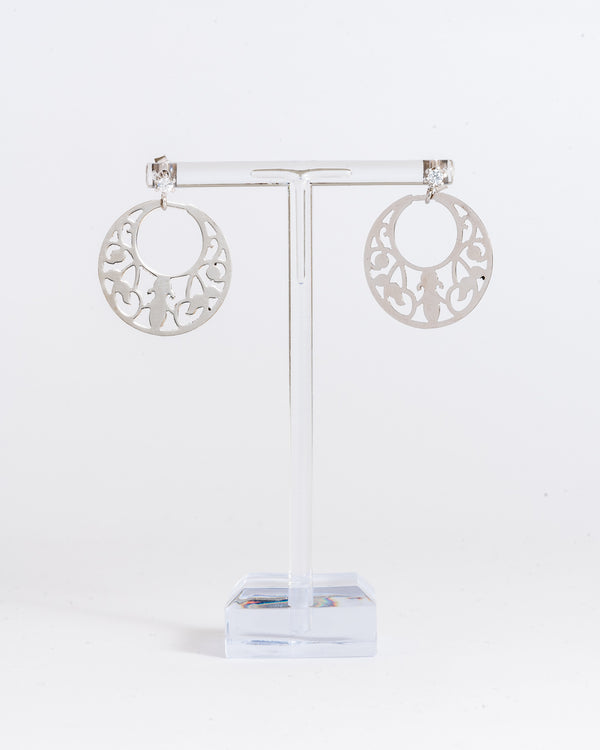 Orecchini a cerchio con decoro interno - Argento