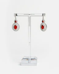 Orecchini pendenti brillanti con pietra preziosa - Rossa