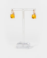 Orecchini con pietra quadrata - Giallo