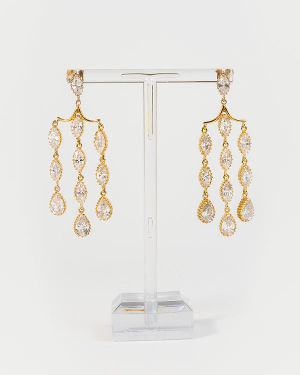 Orecchini pendenti con preziosi - Oro