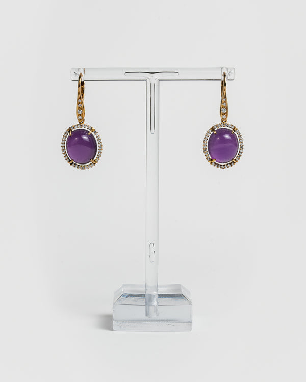 Orecchini con pietra preziosa rotonda - Viola
