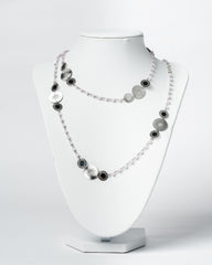 Collana argentata con pietre rosa